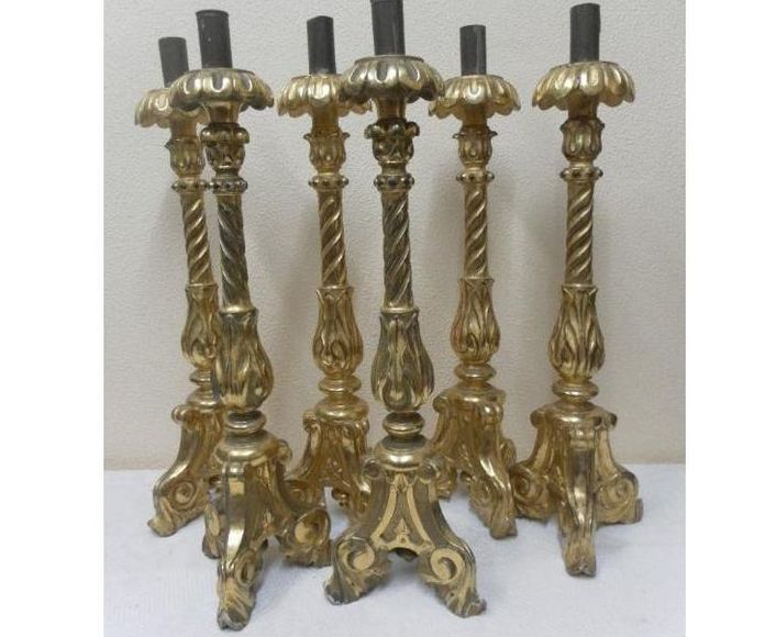 Conjunto de seis candelabros. Siglo XVIII - XIX: Catálogo de Antiga Compra-Venta
