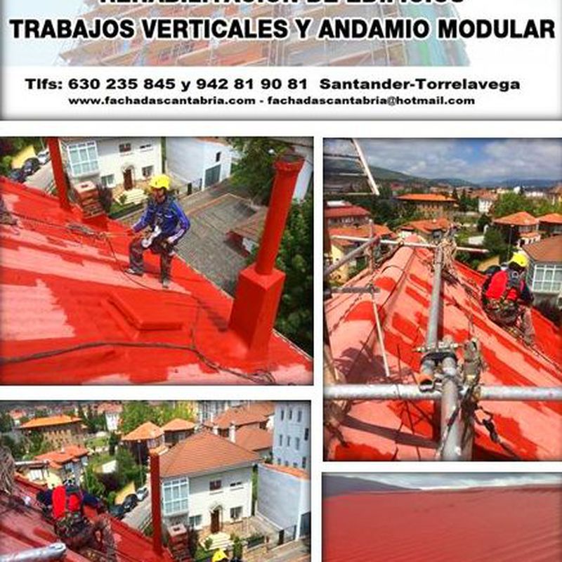 Reparación e impermeabilización de cubierta de uralita trabajos verticales Santander.