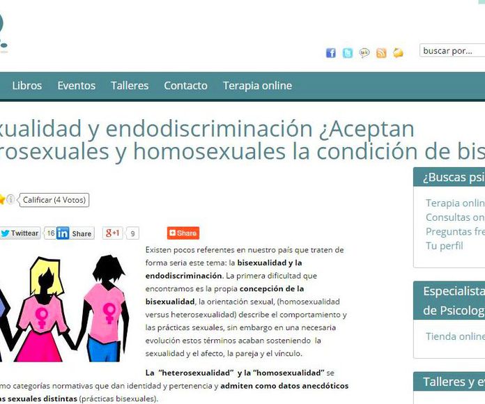 Nueva publicación en Siquia,  Bisexualidad: Endodiscriminación y diversidad sexual.